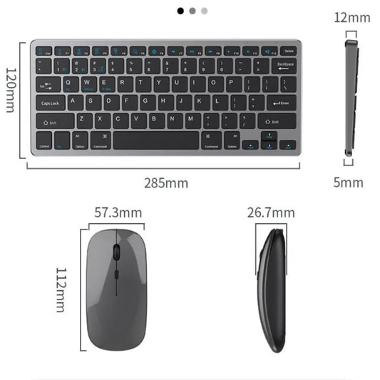 Portable 2.4G Wireless Keyboard Mouse Set 2 Modes Ultra-Thin Keyboard Mouse Combo Bluetooth 5.0 Bluetooth Keyboard for Laptop