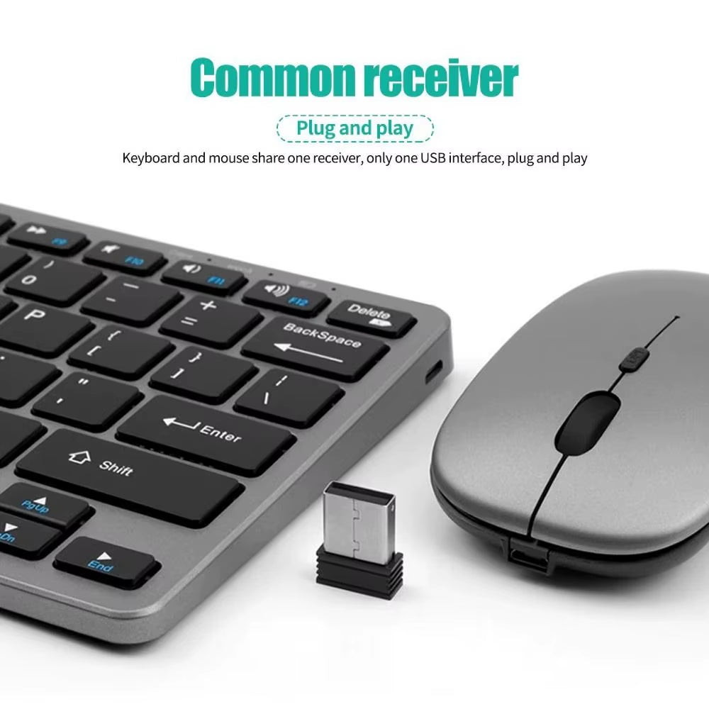 Portable 2.4G Wireless Keyboard Mouse Set 2 Modes Ultra-Thin Keyboard Mouse Combo Bluetooth 5.0 Bluetooth Keyboard for Laptop
