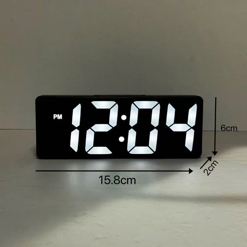 Digital Clock LED Wake up Light Alarm Clock Bedroom Electronic Desktop Clock with Temperature Display Adjustable Brightness
