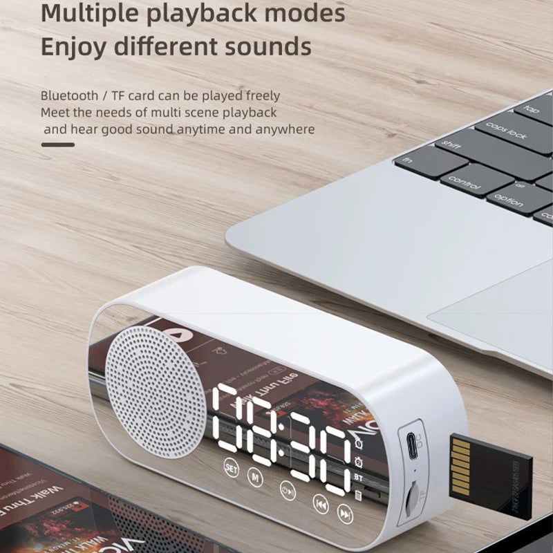 Wireless Bluetooth Speaker, Multi-Functional Loud Subwoofer Clock, Mini AI Smart Alarm Clock Speaker