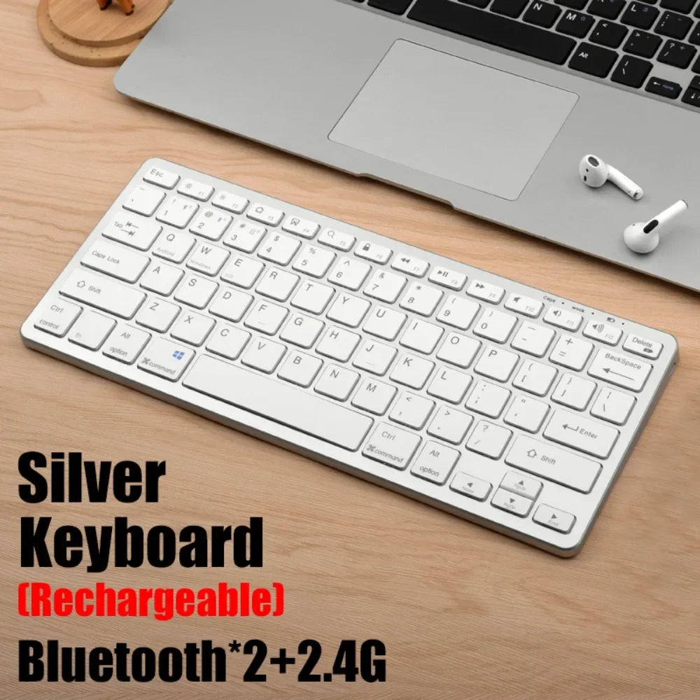 Portable 2.4G Wireless Keyboard Mouse Set 2 Modes Ultra-Thin Keyboard Mouse Combo Bluetooth 5.0 Bluetooth Keyboard for Laptop
