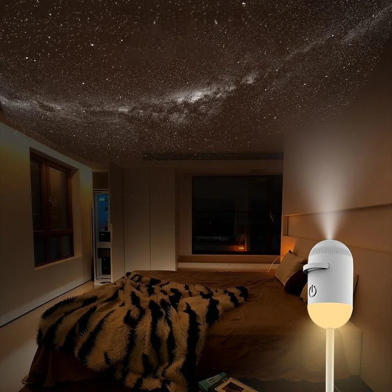 Mini Galaxy Star Projector Two in One Night Light Home Background Atmosphere Light Bedroom Car Decoration Children'S Gift