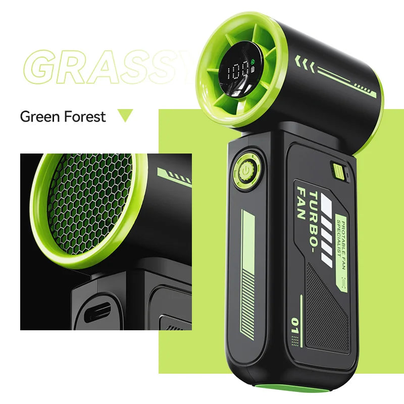 3600Mah High Speed Turbo Small Air Cannon Handheld Fan Portable Digital Display Electric Fan USB Charging Fan Outdoor Mini Fan