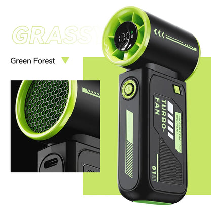 3600Mah High Speed Turbo Small Air Cannon Handheld Fan Portable Digital Display Electric Fan USB Charging Fan Outdoor Mini Fan