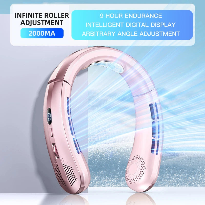 2026 8000Mah Air Cooler USB Hanging Neck Fan Portable Bladeless Mini Rechargeable Mute LED Digital Display Electric Fans
