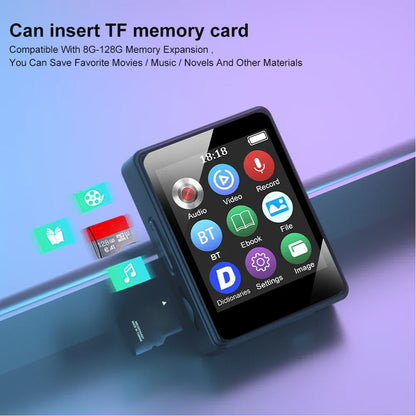 Mini MP3 MP4 Player Bluetooth 5.0 1.8-Inch Portable Music Player with Internal Speaker