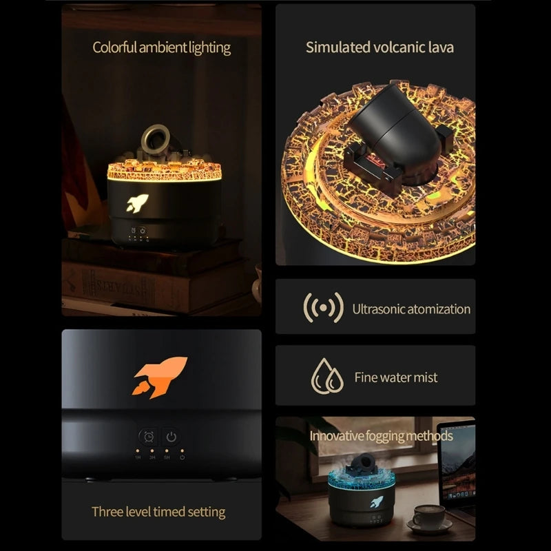 Volcanic Cannons Air Humidifier Aromatherapies Diffusers Maker Essential Oil Difusor for Home Desktop 280Ml