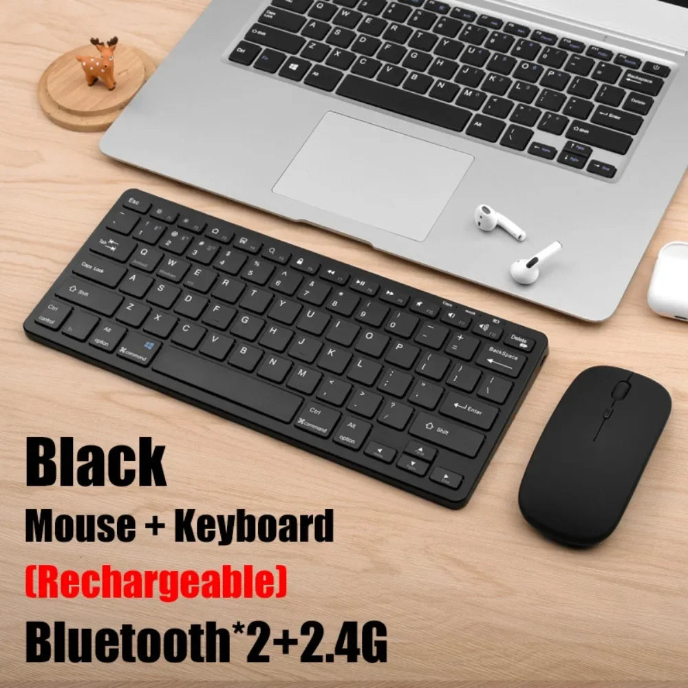 Portable 2.4G Wireless Keyboard Mouse Set 2 Modes Ultra-Thin Keyboard Mouse Combo Bluetooth 5.0 Bluetooth Keyboard for Laptop