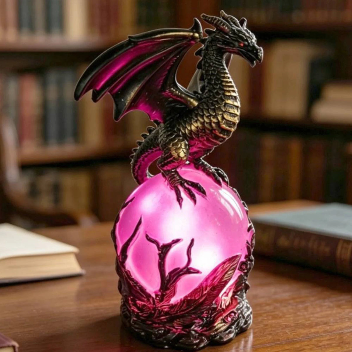 Resin Gothic Dragon LED Crystal Ball Lamp USB Powered Fantasy Dragon Night Light Mystic Orb Light for Dark Aesthetic Decor