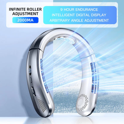 2026 8000Mah Air Cooler USB Hanging Neck Fan Portable Bladeless Mini Rechargeable Mute LED Digital Display Electric Fans