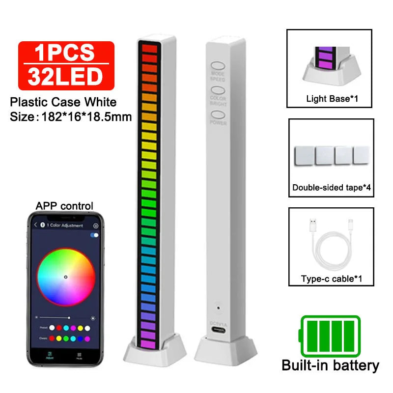Sound Pickup Light RGB Colourful LED Lights App Controls Music Rhythm Neon Light Voice Activated Ambient Atmosphere Night Lights