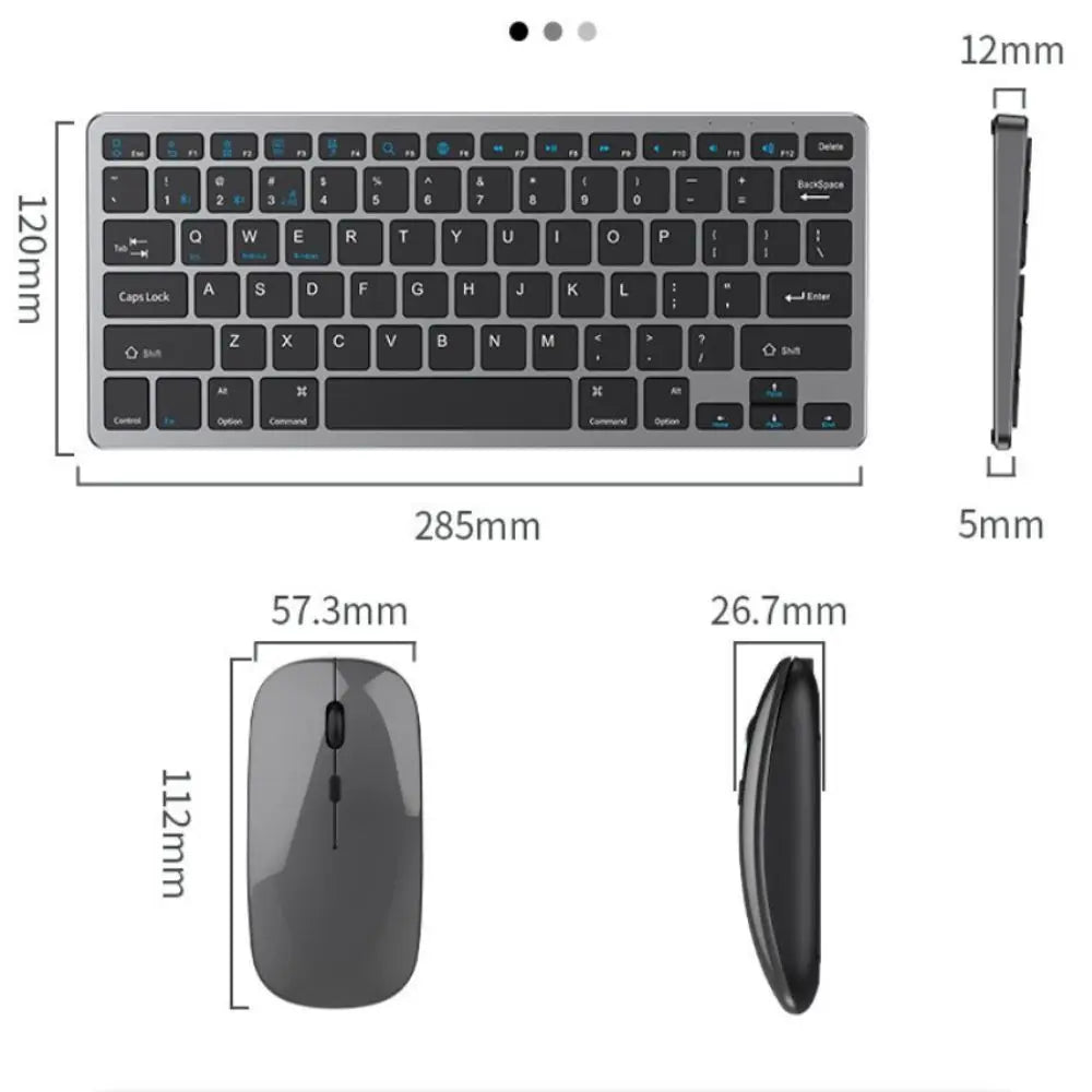 Portable 2.4G Wireless Keyboard Mouse Set 2 Modes Ultra-Thin Keyboard Mouse Combo Bluetooth 5.0 Bluetooth Keyboard for Laptop