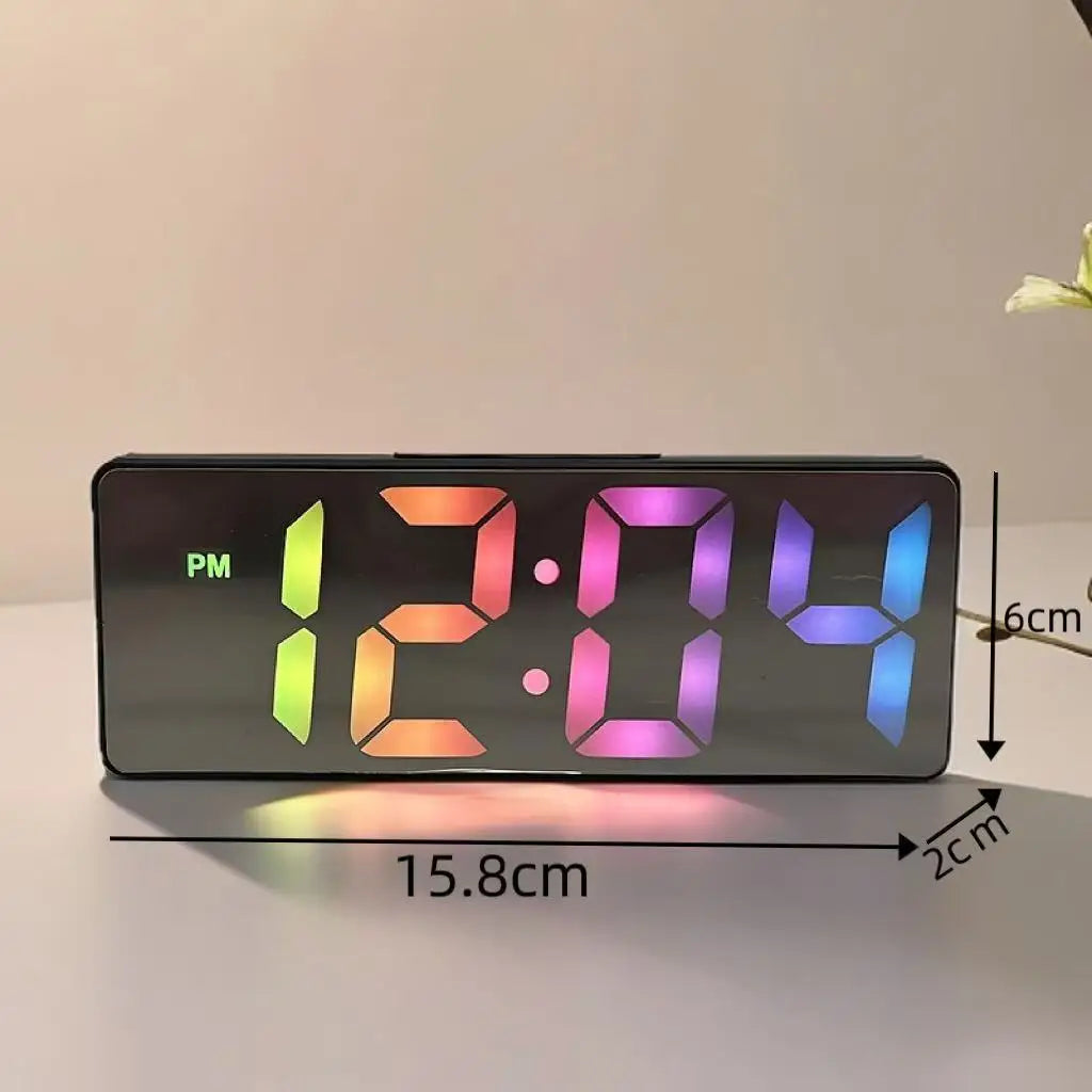Digital Clock LED Wake up Light Alarm Clock Bedroom Electronic Desktop Clock with Temperature Display Adjustable Brightness
