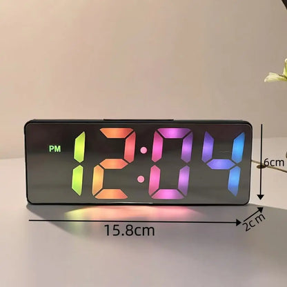 Digital Clock LED Wake up Light Alarm Clock Bedroom Electronic Desktop Clock with Temperature Display Adjustable Brightness
