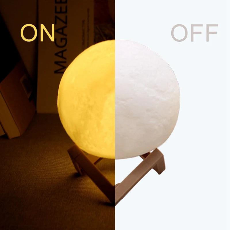 6CM 8CM Moon Shape Night Light Warm/Cool White Globe Bedside Lamp Multicolor Toggle Switch LED Light with Battery Powered