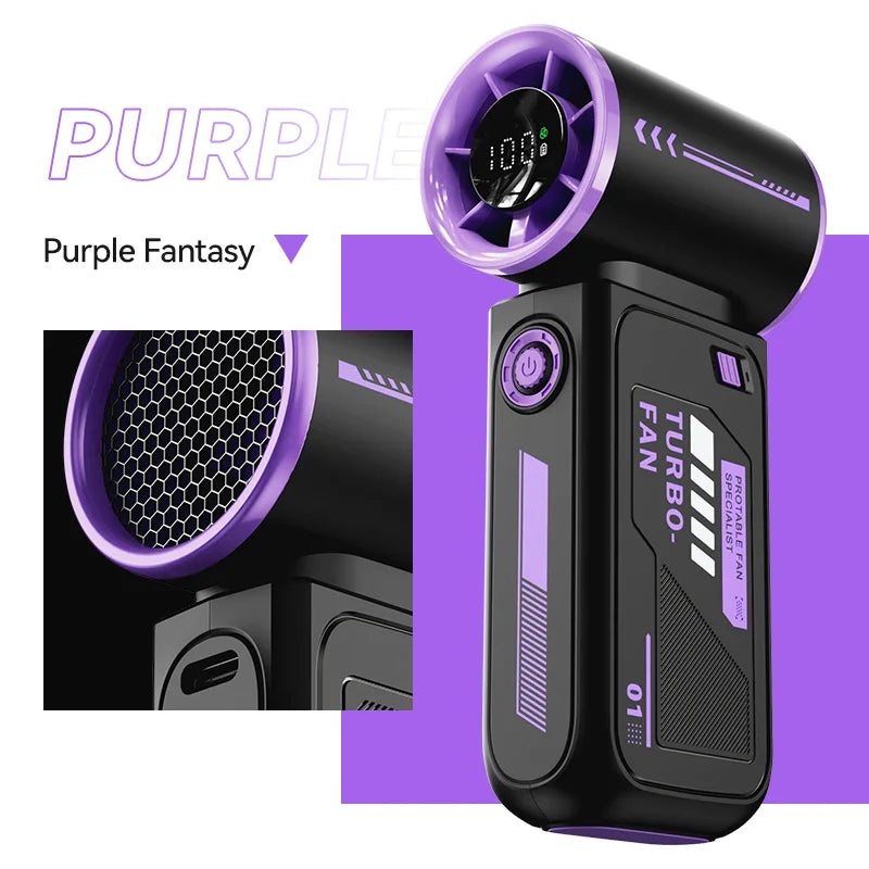 3600Mah High Speed Turbo Small Air Cannon Handheld Fan Portable Digital Display Electric Fan USB Charging Fan Outdoor Mini Fan