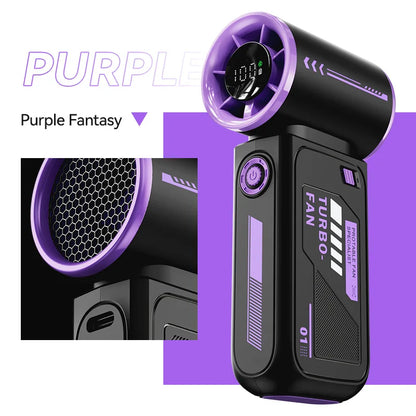 3600Mah High Speed Turbo Small Air Cannon Handheld Fan Portable Digital Display Electric Fan USB Charging Fan Outdoor Mini Fan