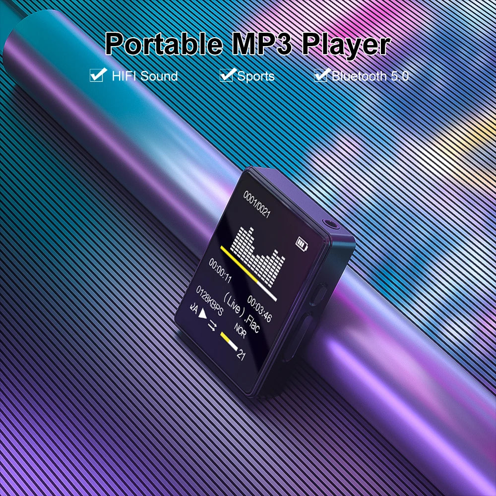 Mini MP3 MP4 Player Bluetooth 5.0 1.8-Inch Portable Music Player with Internal Speaker