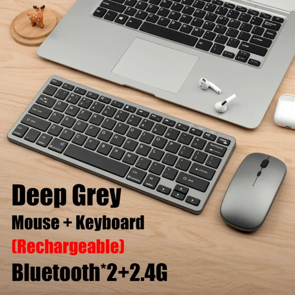Portable 2.4G Wireless Keyboard Mouse Set 2 Modes Ultra-Thin Keyboard Mouse Combo Bluetooth 5.0 Bluetooth Keyboard for Laptop