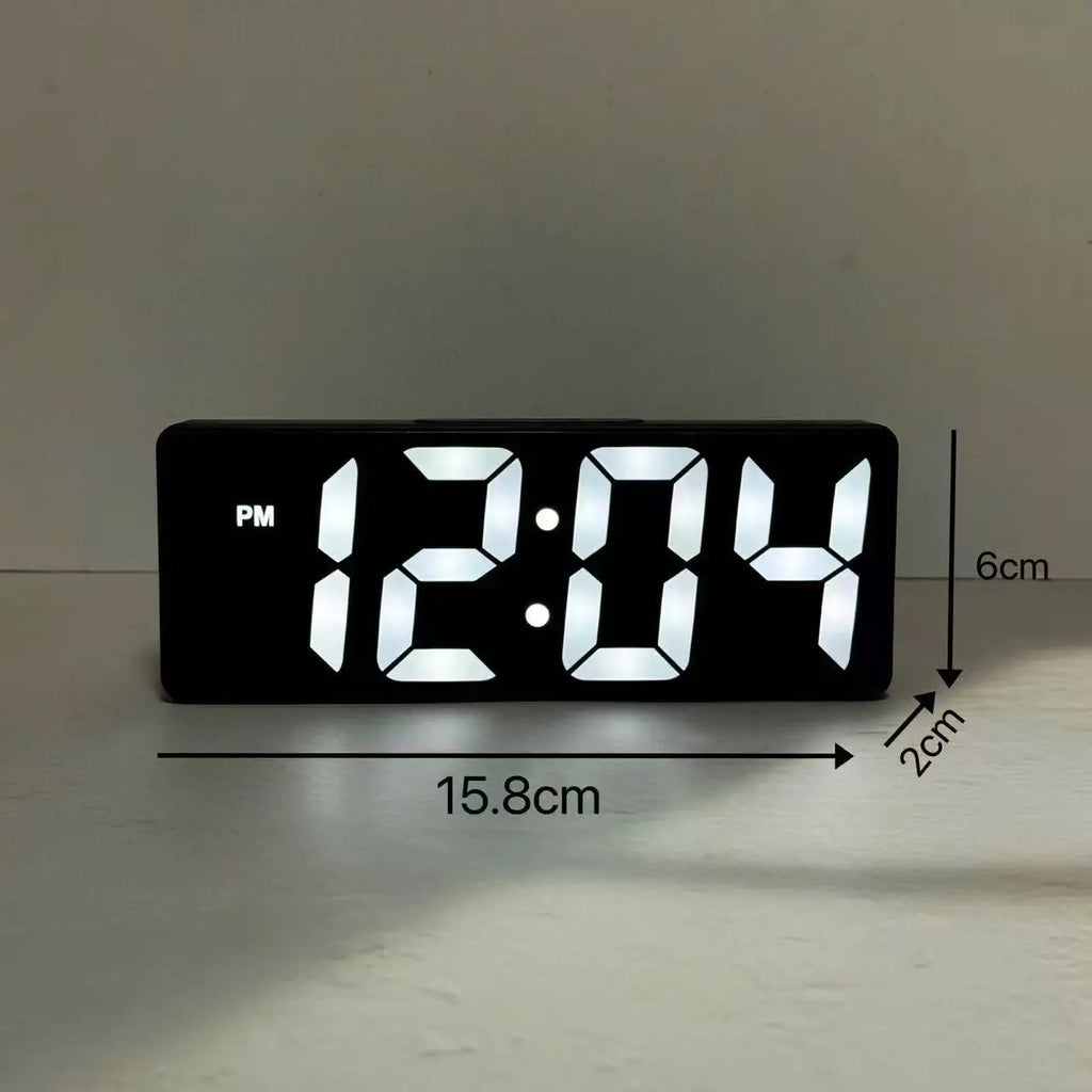 Digital Clock LED Wake up Light Alarm Clock Bedroom Electronic Desktop Clock with Temperature Display Adjustable Brightness