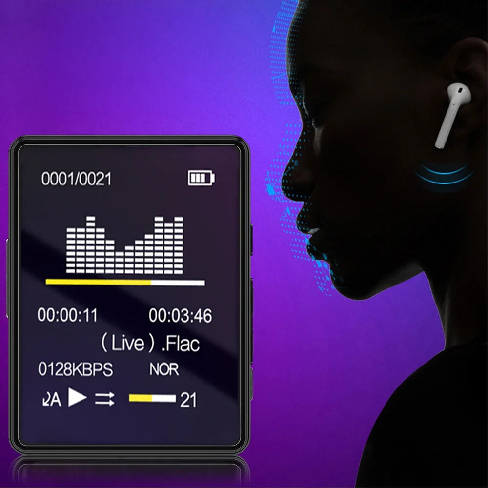 Mini MP3 MP4 Player Bluetooth 5.0 1.8-Inch Portable Music Player with Internal Speaker
