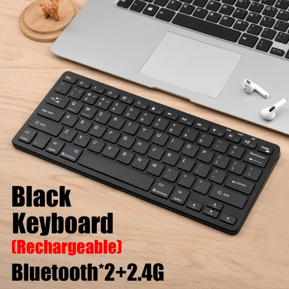 Portable 2.4G Wireless Keyboard Mouse Set 2 Modes Ultra-Thin Keyboard Mouse Combo Bluetooth 5.0 Bluetooth Keyboard for Laptop