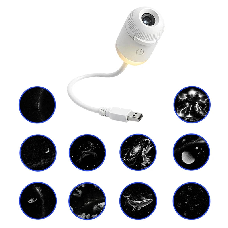 Mini Galaxy Star Projector Two in One Night Light Home Background Atmosphere Light Bedroom Car Decoration Children'S Gift