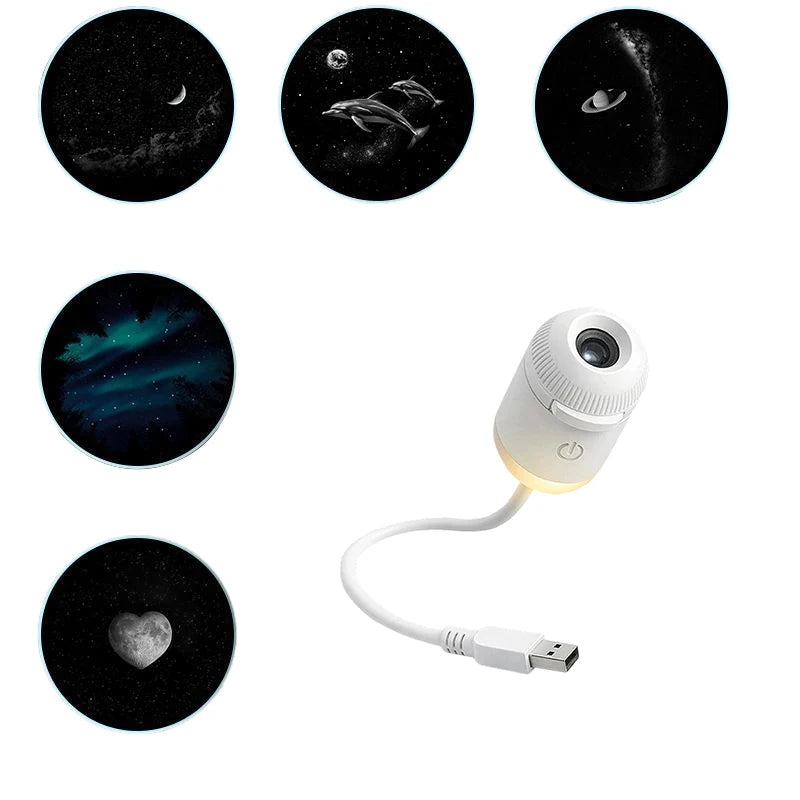 Mini Galaxy Star Projector Two in One Night Light Home Background Atmosphere Light Bedroom Car Decoration Children'S Gift